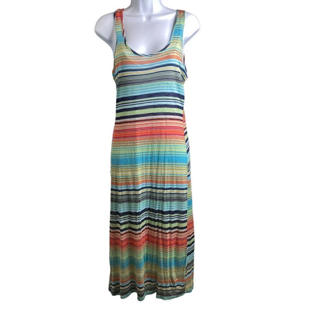 Michael Stars Women's Rainbow Striped Maxi Dress One Size Fits All‎ Boho Pride